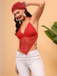Velvery Women Self Design Halter Neck Cotton Top view 1