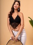 Velvery Women Self Design Halter Neck Cotton Top view 2