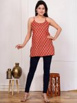 Deeps Fashion Paisley Printed Sleeveless Cotton Straight Kurta view 1