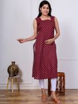 Deeps Fashion Paisley Printed Sleeveless Cotton Straight Kurta view 3
