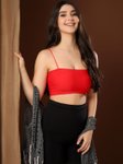PAAVKI Women Pack of 2 Solid Lightly Padded Camisole Spaghetti Strap Crop Bralette Top view 4
