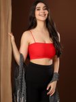 PAAVKI Women Pack of 2 Solid Lightly Padded Camisole Spaghetti Strap Crop Bralette Top view 2