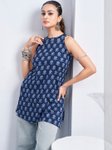 Kalini Women Floral Printed Halter Neck Pure Cotton Kurti view 1