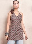 Kalini Women Floral Printed Halter Neck Pure Cotton Kurti view 3