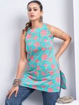 Kalini Women Floral Printed Halter Neck Pure Cotton Kurti view 5
