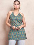 Kalini Women Floral Printed Halter Neck Pure Cotton Kurti view 5