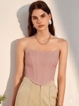 Pookiie Solid Corset Scuba Crop Top view 1