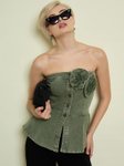 SASSAFRAS Off-Shoulder Cotton Denim Tube Top view 4
