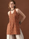 Checked Halter Neck Pure Cotton Kurti view 2