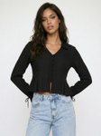 Glitchez Textured Cropped Peplum Top view 3