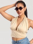 Bene Kleed Women Solid Tie-Ups Backless Halter Neck Cotton Bralette Crop Top view 1