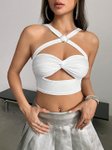 Stylecast X Slyck Solid Halter Neck Cut Out Top view 2