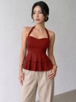 Tivante Halter Neck Ruffles Peplum Top view 2