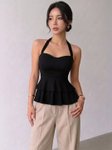 Tivante Halter Neck Ruffles Peplum Top view 3