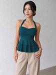 Tivante Halter Neck Ruffles Peplum Top view 4