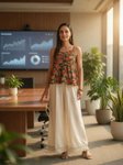 Rain & Rainbow Floral Printed Sleeveless Peplum Pure Cotton Top view 1
