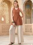 YAE- You Are Enough Floral Printed Halter Neck Pure Cotton Kurti view 2
