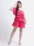 One Shoulder Fit & Flare Mini Dress view 1