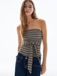 Bershka Bandeau Top With Tie Detail view 1