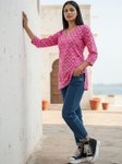 AADVIKA Ethnic Motifs Printed Halter Neck Kurti view 4