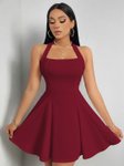 Stylecast X Slyck Halter Neck Fit & Flare Dress view 3