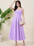 Aritri Checked Fit & Flare Midi Dress view 1