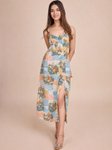 HOUSE OF MIRA Women Floral Printed Shoulder Sleeves A-line Midi Dress view 5