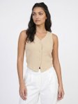 Glitchez Ribbed Shirt Style Fitted Crop Top view 2