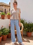 AB Collection Checked Cotton Peplum Top view 1