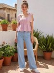 AB Collection Checked Cotton Peplum Top view 3