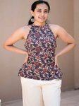 BENPANI Ethnic Motifs Printed Halter Neck Pure Cotton Blend Kurti view 1
