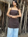 BENPANI Botanical Printed Halter Neck Pure Cotton Blend Kurti view 3