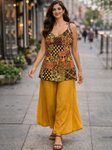Oojal Floral Printed Halter Neck Pure Cotton Blend Kurti view 3