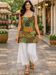 Oojal Floral Printed Halter Neck Pure Cotton Blend Kurti view 2