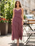 Ruffled Chiffon A-Line Midi Dress view 1