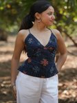 BENPANI Floral Print Halter Neck Cotton Bralette Crop Top view 4