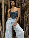 BENPANI Floral Print Halter Neck Cotton Bralette Crop Top view 3