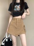 StyleCast Women Denim Ruched Mini A-Line Skirt view 2