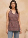 Goodhand Women Floral Printed Halter Neck Sleeveless Backless Cotton Kurti view 2