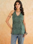 Goodhand Women Floral Printed Halter Neck Sleeveless Backless Cotton Kurti view 3