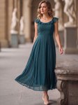 Aayu Georgette Round Neck Flutter Sleeves Fit & Flare Maxi Dress view 1