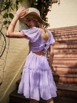 Sassafras Blue Georgette Tie-Up Detail Tiered Fit & Flare Mini Dress view 1