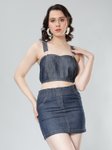 NUEVOSDAMAS Blue Denim Bustier Crop Top view 1