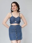 NUEVOSDAMAS Blue Denim Bustier Crop Top view 4