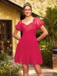 Sassafras Blue Georgette Tie-Up Detail Tiered Fit & Flare Mini Dress view 2
