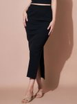 Sassafras Basics Women Cotton Slits Side Slit Midi Pencil Skirt view 1
