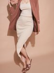 Sassafras Basics Women Cotton Slits Side Slit Midi Pencil Skirt view 2