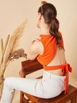 Rare Round Neck Styled Back Crop Top view 1