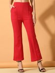 Myshka Women Comfort Flared Wrinkle Free Pleated Parallel Trousers view 1