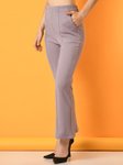 Myshka Women Comfort Flared Wrinkle Free Pleated Parallel Trousers view 3